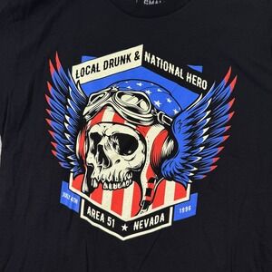 NEW Zero Foxtrot T Shirt Mens Medium Black Local Drunk, National Hero‎ Area 51